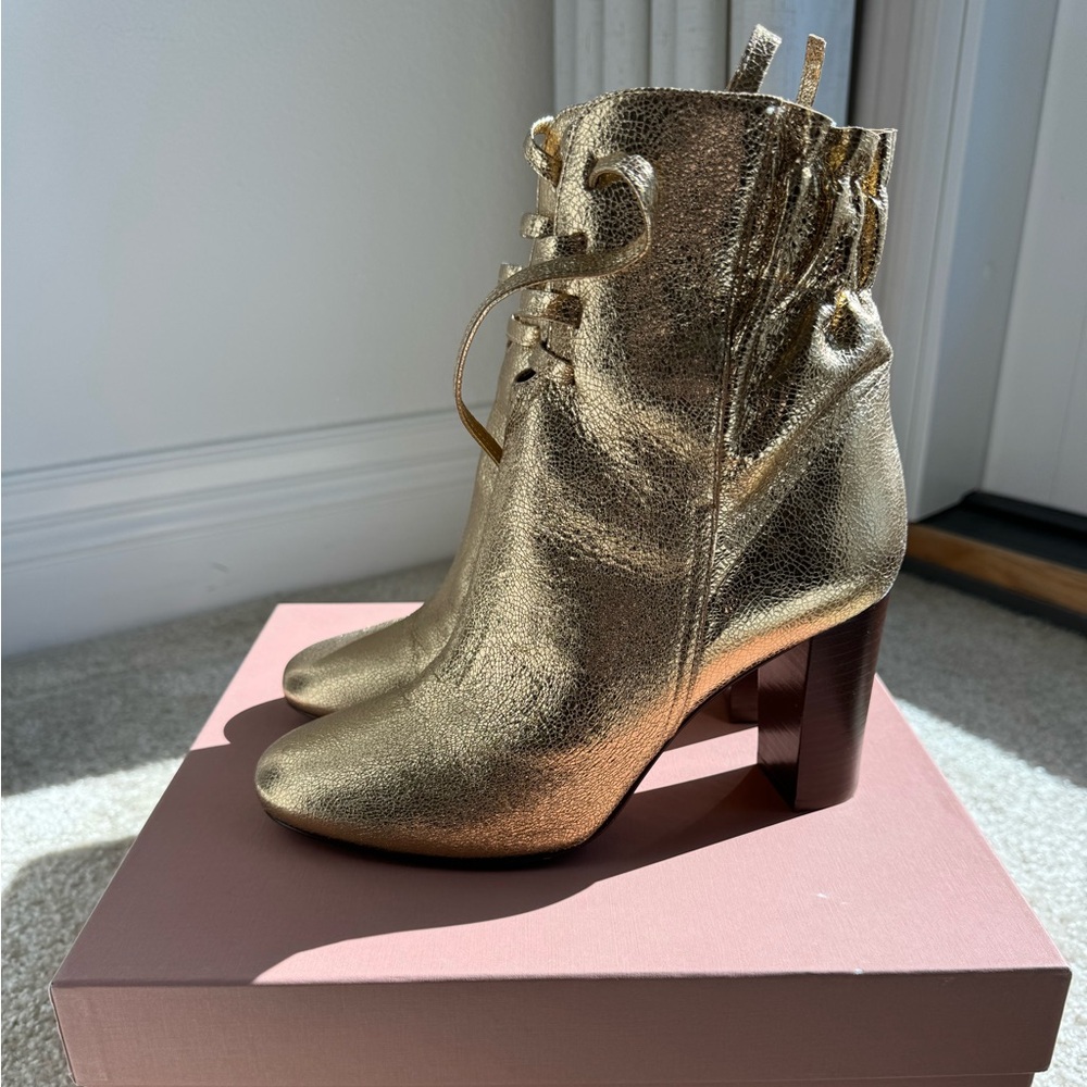 LIKE NEW Sezane Caroline High Boots Gold - Size 39